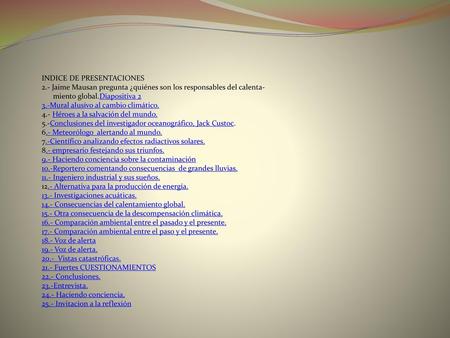 INDICE DE PRESENTACIONES