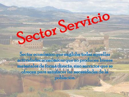 Sector Servicio Sector económico que engloba todas aquellas actividades económicas que no producen bienes materiales de forma directa, sino servicios que.