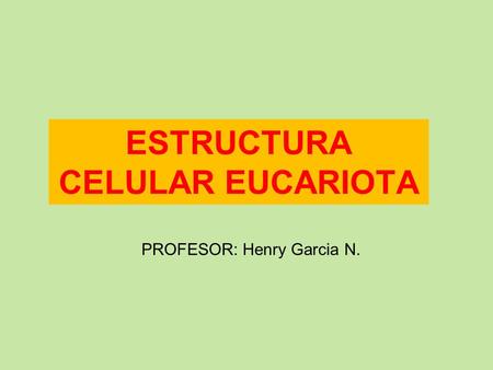 ESTRUCTURA CELULAR EUCARIOTA PROFESOR: Henry Garcia N.