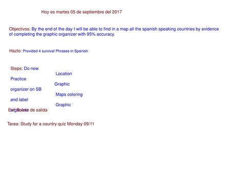 Hoy es martes 05 de septiembre del 2017