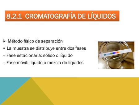 8.2.1 CROMATOGRAFÍA DE LÍQUIDOS