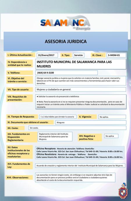 ASESORIA JURIDICA INSTITUTO MUNICIPAL DE SALAMANCA PARA LAS MUJERES