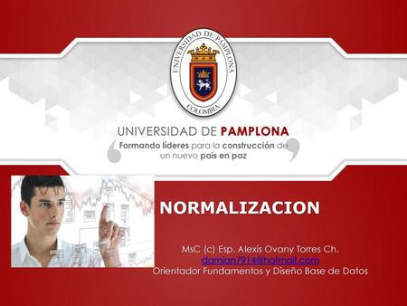 NORMALIZACION MsC (c) Esp. Alexis Ovany Torres Ch.