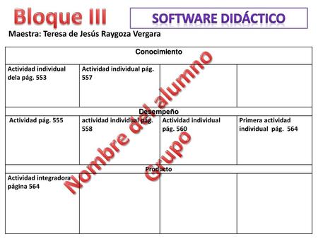 Bloque III Nombre del alumno Grupo