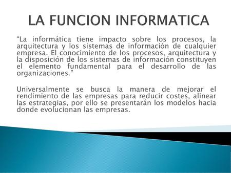 LA FUNCION INFORMATICA