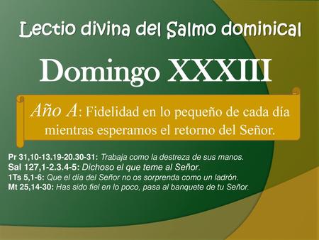 Lectio divina del Salmo dominical