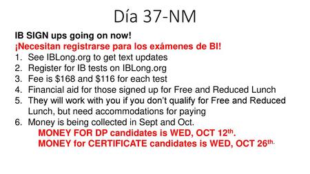 Día 37-NM IB SIGN ups going on now!