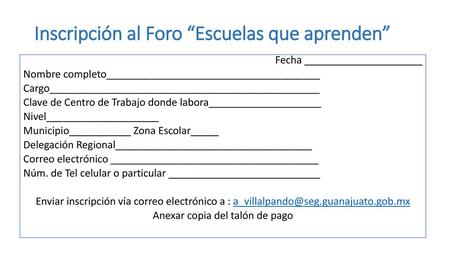 Inscripción al Foro “Escuelas que aprenden”