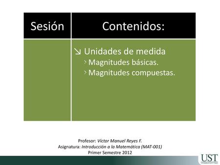 Sesión Contenidos: Unidades de medida Magnitudes básicas.