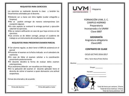 REQUISITOS PARA EJERCICIOS REQUISITOS PARA PRESENTAR EXAMEN PARCIAL