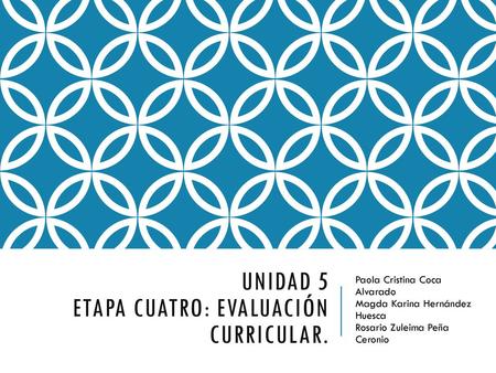 Unidad 5 Etapa cuatro: Evaluación curricular.