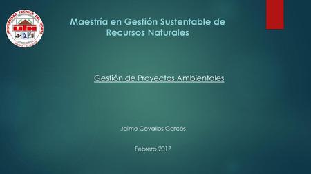 Maestría en Gestión Sustentable de Recursos Naturales