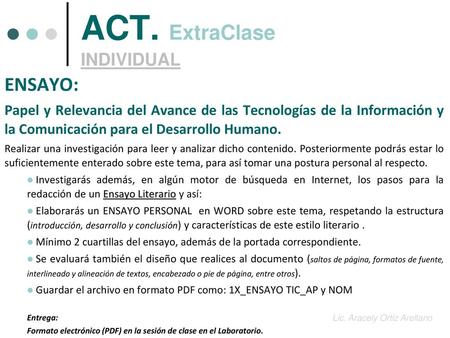 ACT. ExtraClase ENSAYO: INDIVIDUAL