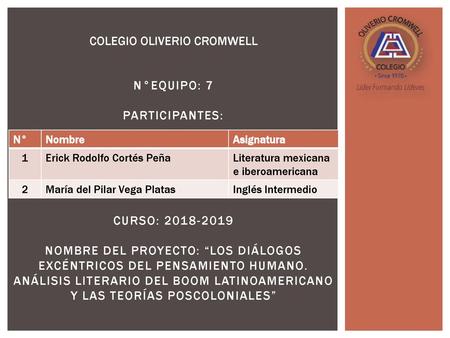 COLEGIO OLIVERIO CROMWELL