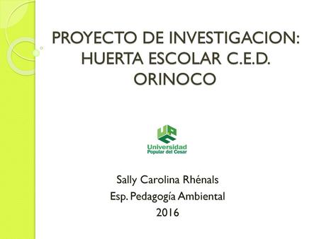 PROYECTO DE INVESTIGACION: HUERTA ESCOLAR C.E.D. ORINOCO