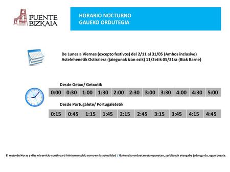 HORARIO NOCTURNO GAUEKO ORDUTEGIA
