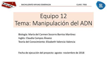 Equipo 12 Tema: Manipulación del ADN