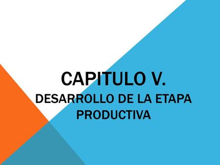 CAPITULO V. DESARROLLO DE LA ETAPA PRODUCTIVA