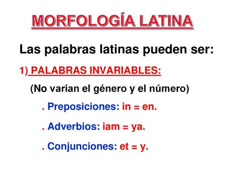 MORFOLOGÍA LATINA Las palabras latinas pueden ser: