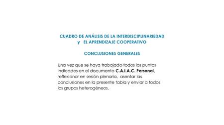 CUADRO DE ANÁLISIS DE LA INTERDISCIPLINARIEDAD