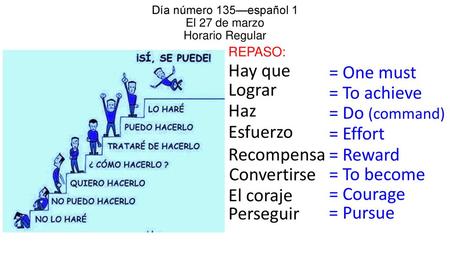 Día número 135—español 1 El 27 de marzo Horario Regular