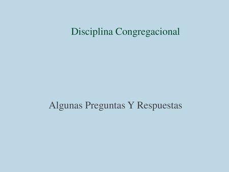 Disciplina Congregacional