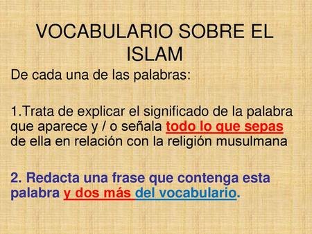VOCABULARIO SOBRE EL ISLAM