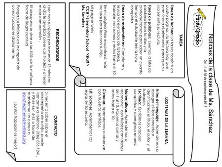 Noticias de la clase de Ms. Sánchez