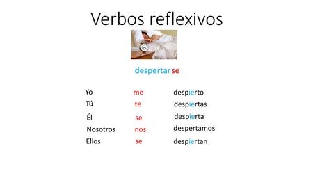 Verbos reflexivos despertar se Yo me despierto Tú te despiertas Él se