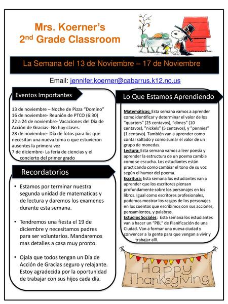 Mrs. Koerner’s 2nd Grade Classroom