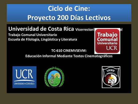 Ciclo de Cine: Proyecto 200 Días Lectivos