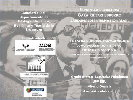 Espainiar Literatura Garaikideari buruzko Jardunaldi Internazionalak.