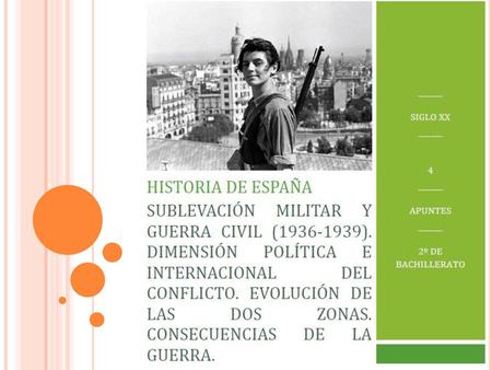 INDICE 1. La sublevación militar La conspiración civil y militar El fracaso del golpe de Estado La Guerra Civil 2. Dimensión política e internacional del.