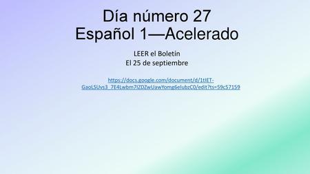 Día número 27 Español 1—Acelerado