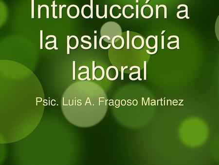 Introducción a la psicología laboral