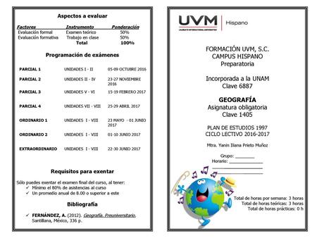 Programación de exámenes Requisitos para exentar