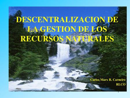 DESCENTRALIZACION DE LA GESTION DE LOS RECURSOS NATURALES