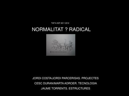 NORMALITAT ? RADICAL JORDI COSTA/JORDI PARCERISAS. PROJECTES