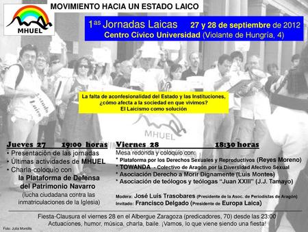 1as Jornadas Laicas 27 y 28 de septiembre de 2012