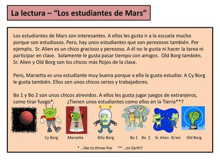 La lectura – “Los estudiantes de Mars”