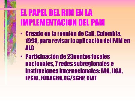 EL PAPEL DEL RIM EN LA IMPLEMENTACION DEL PAM