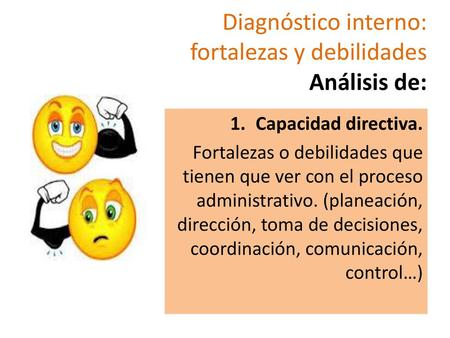 Diagnóstico interno: fortalezas y debilidades Análisis de: