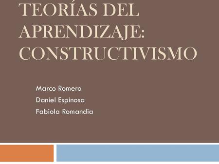 Teorías del aprendizaje: Constructivismo