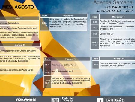 Agenda Semanal OCTAVA REGIDORA