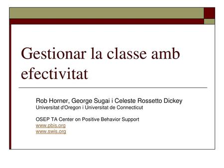 Gestionar la classe amb efectivitat