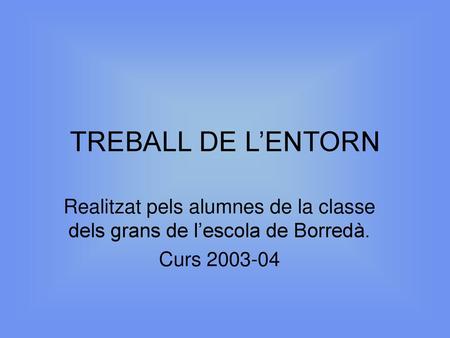 Realitzat pels alumnes de la classe dels grans de l’escola de Borredà.