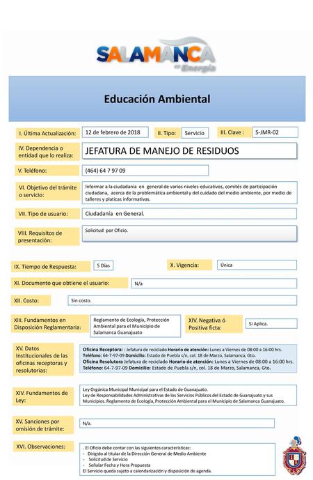 Educación Ambiental JEFATURA DE MANEJO DE RESIDUOS