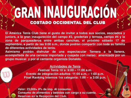 GRAN INAUGURACIÓN COSTADO OCCIDENTAL DEL CLUB