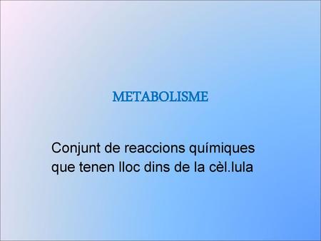 Conjunt de reaccions químiques que tenen lloc dins de la cèl.lula