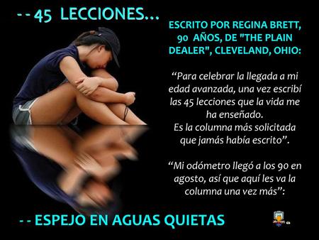 LECCIONES… - - ESPEJO EN AGUAS QUIETAS
